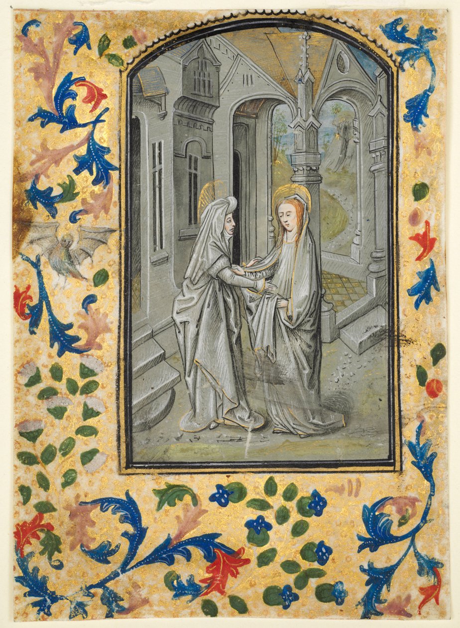 Hoja de un Libro de Horas: La Visitación de Guillaume Vrelant