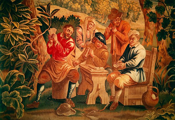 El juego de cartas, (detalle) de los jugadores, principios del siglo XVIII de Guillaume Warniers