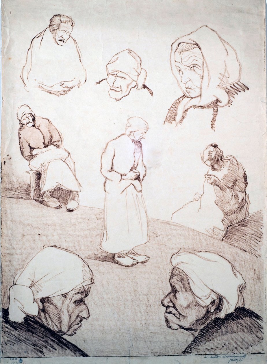 Ocho estudios de mujer anciana de Guillermo Facio Hebequer