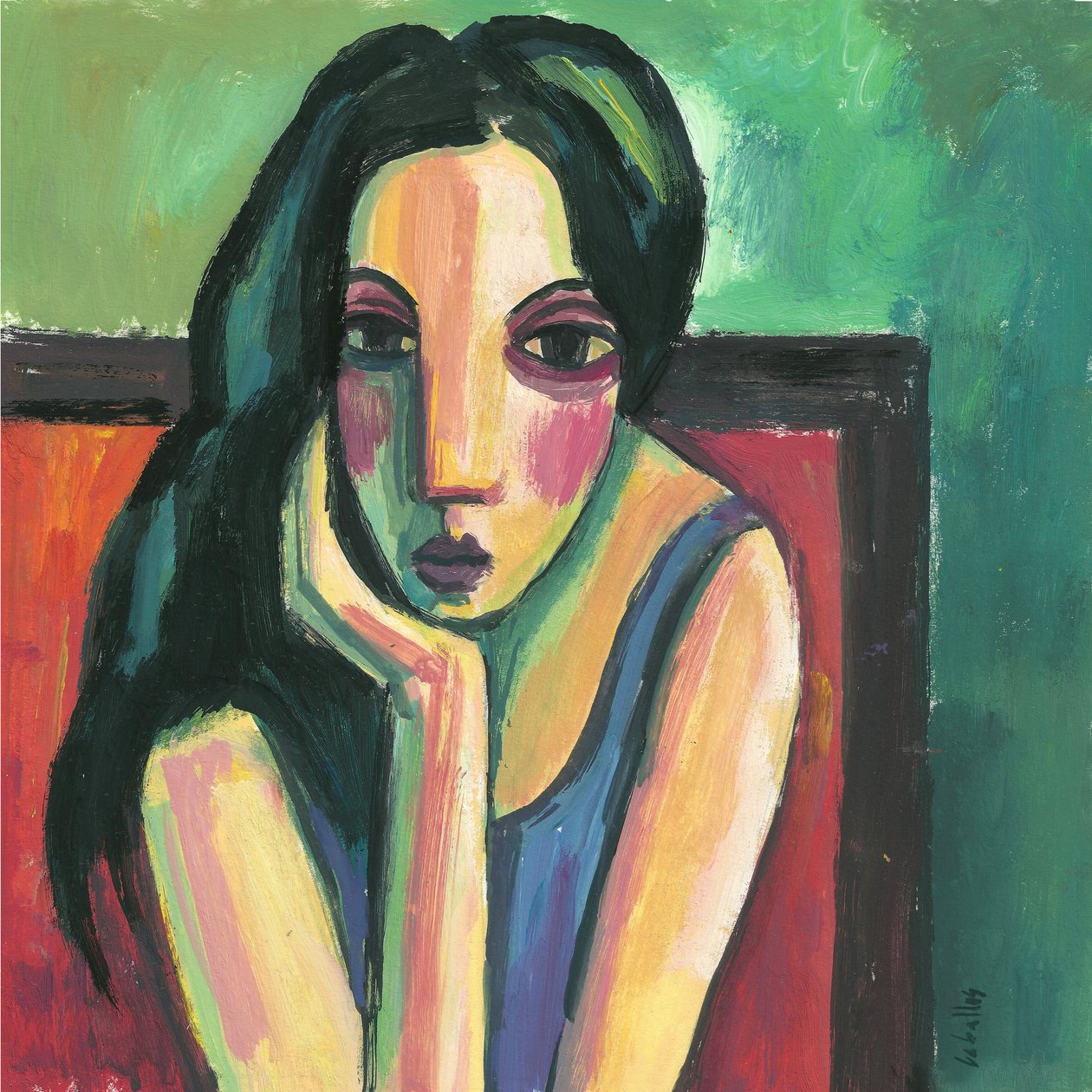 Niña de pelo negro, 2013 (gouache sobre papel) de Guillermo Martí Ceballos