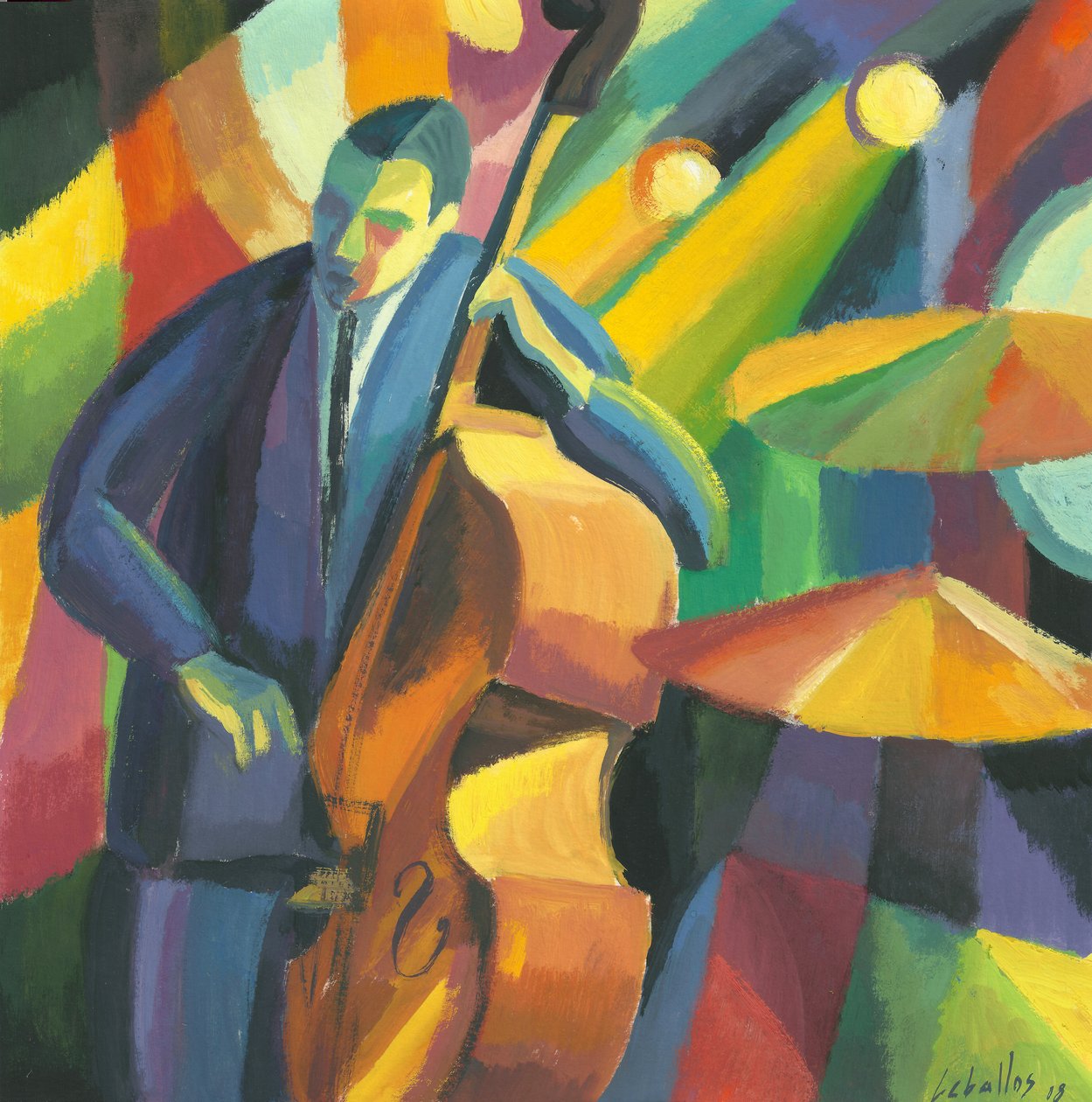 Contrabajista, 2008 (gouache sobre papel) de Guillermo Martí Ceballos