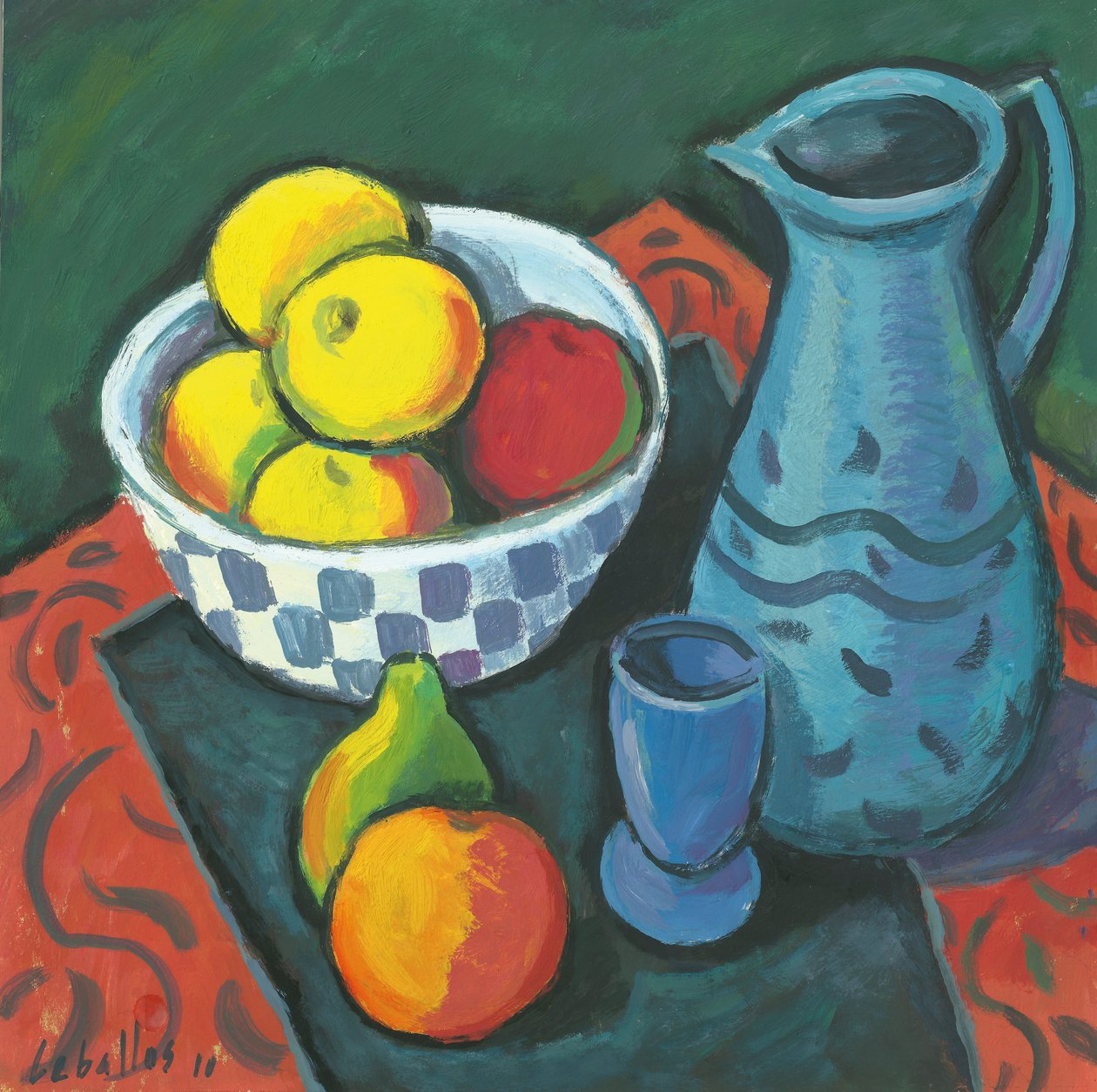 Naturaleza muerta con manzanas, 2010 (gouache sobre papel) de Guillermo Martí Ceballos