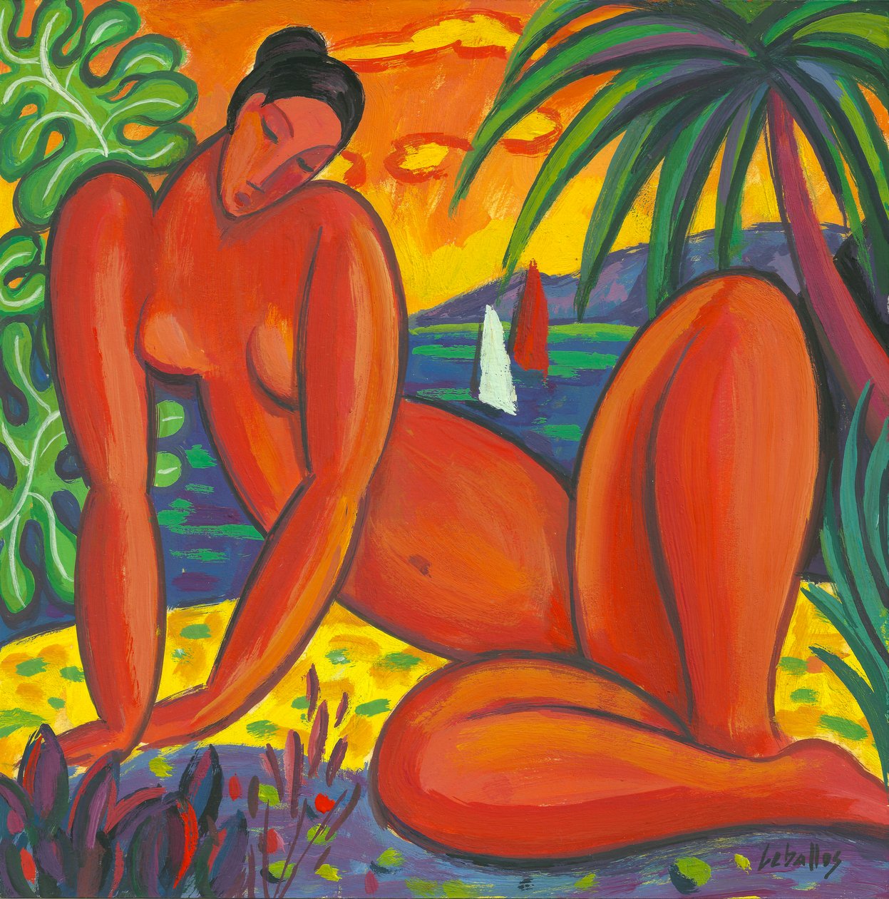 Desnudo taitiano, 2013 (gouache sobre papel) de Guillermo Martí Ceballos