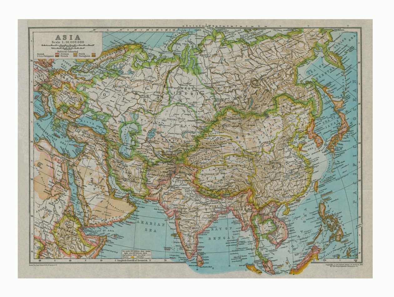 Mapa de Asia, c1910 de Gull Engraving Company