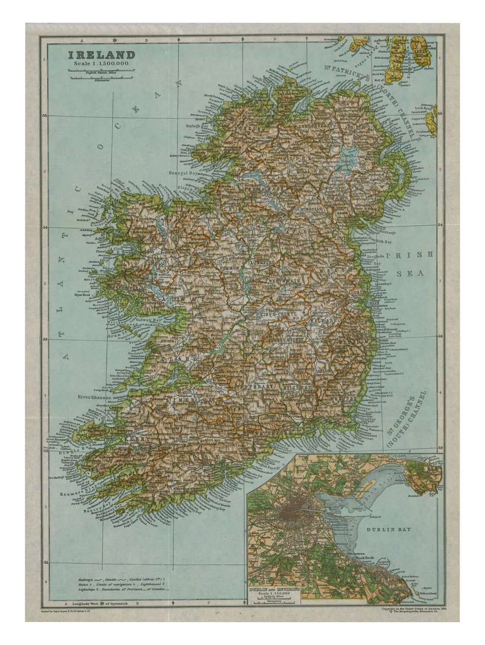 Mapa de Irlanda, c1910 de Gull Engraving Company
