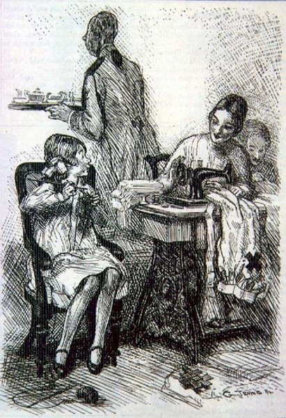 Mabel; "¡Querida madre! ¡Espero que esta guerra no termine antes de que termine mi calcetín!" de la revista 
