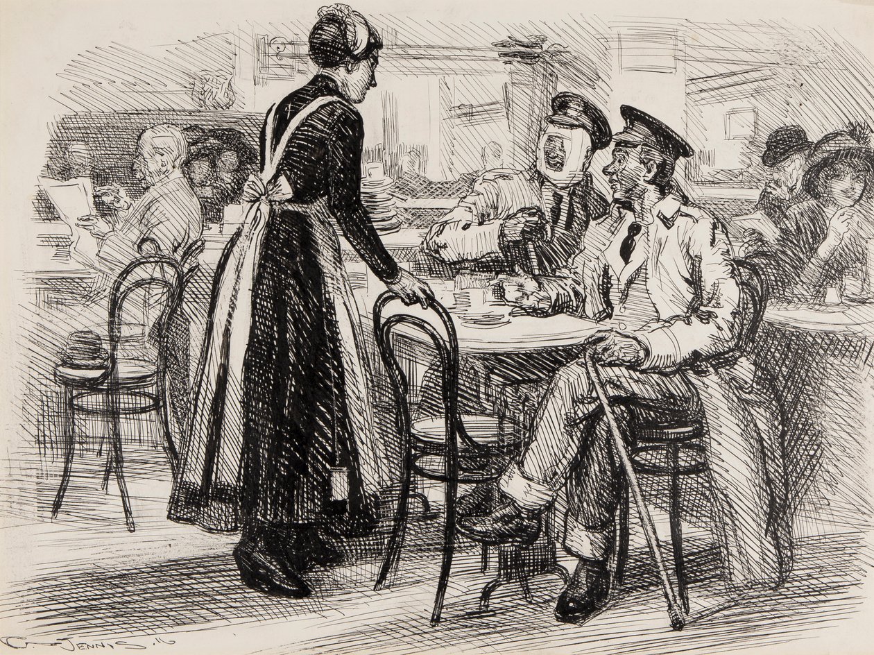 Caricatura de la Primera Guerra Mundial, probablemente para Punch, 1916 de Gurnell Charles Jennis