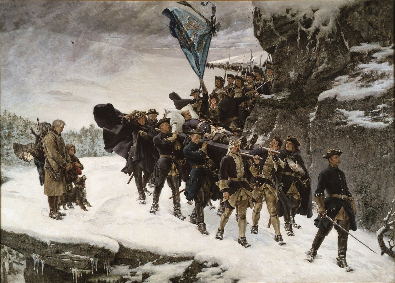 Llevando a casa el cuerpo del Rey Carlos XII de Suecia de Gustaf Cederström