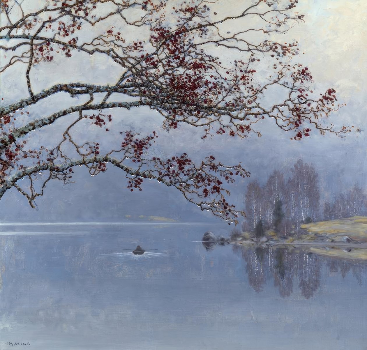 Ambiente otoñal en el lago de Gustaf Edolf Fjaestad