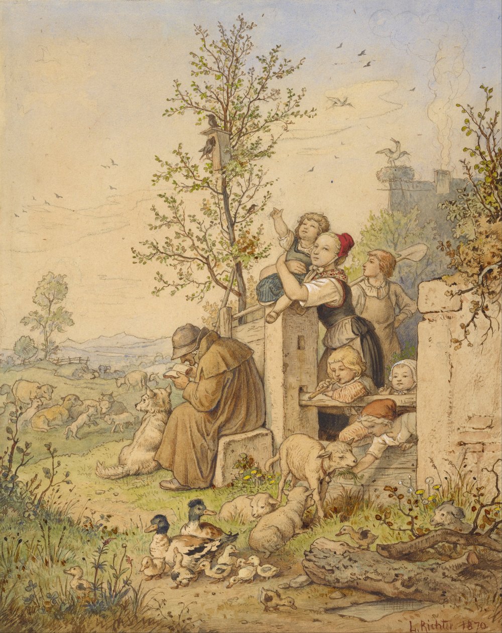 La primavera ha llegado de Gustav Karl Ludwig Richter