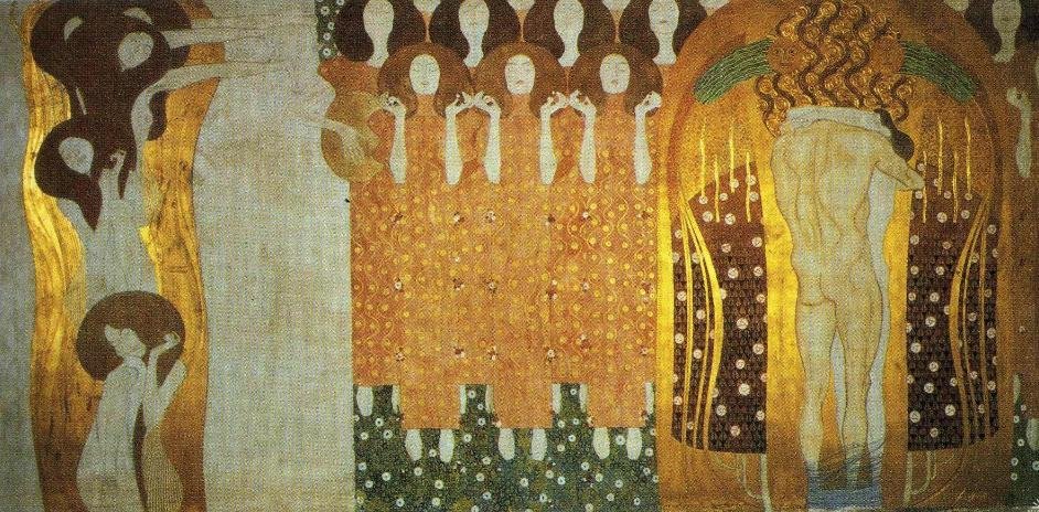 Die Kunste, der Chor und der Kuss de Gustav Klimt