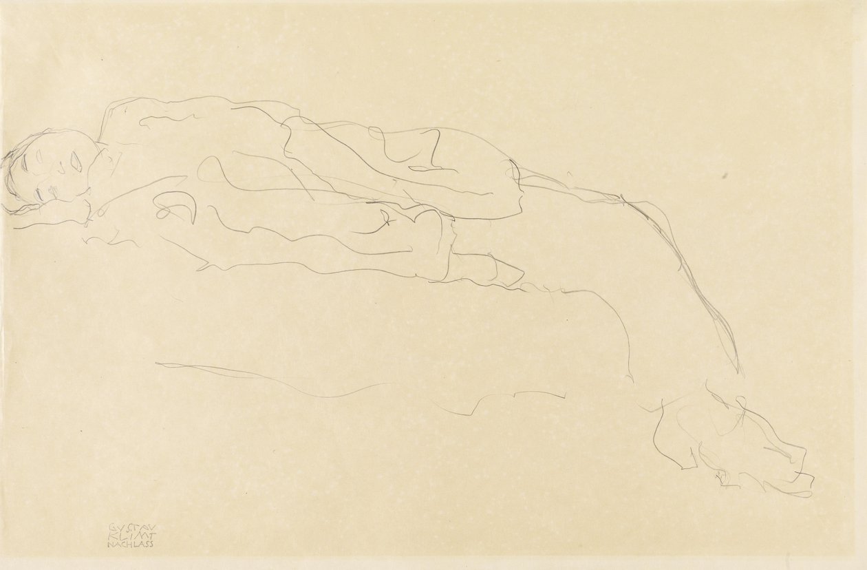 Mujer acostada en un sofá de Gustav Klimt