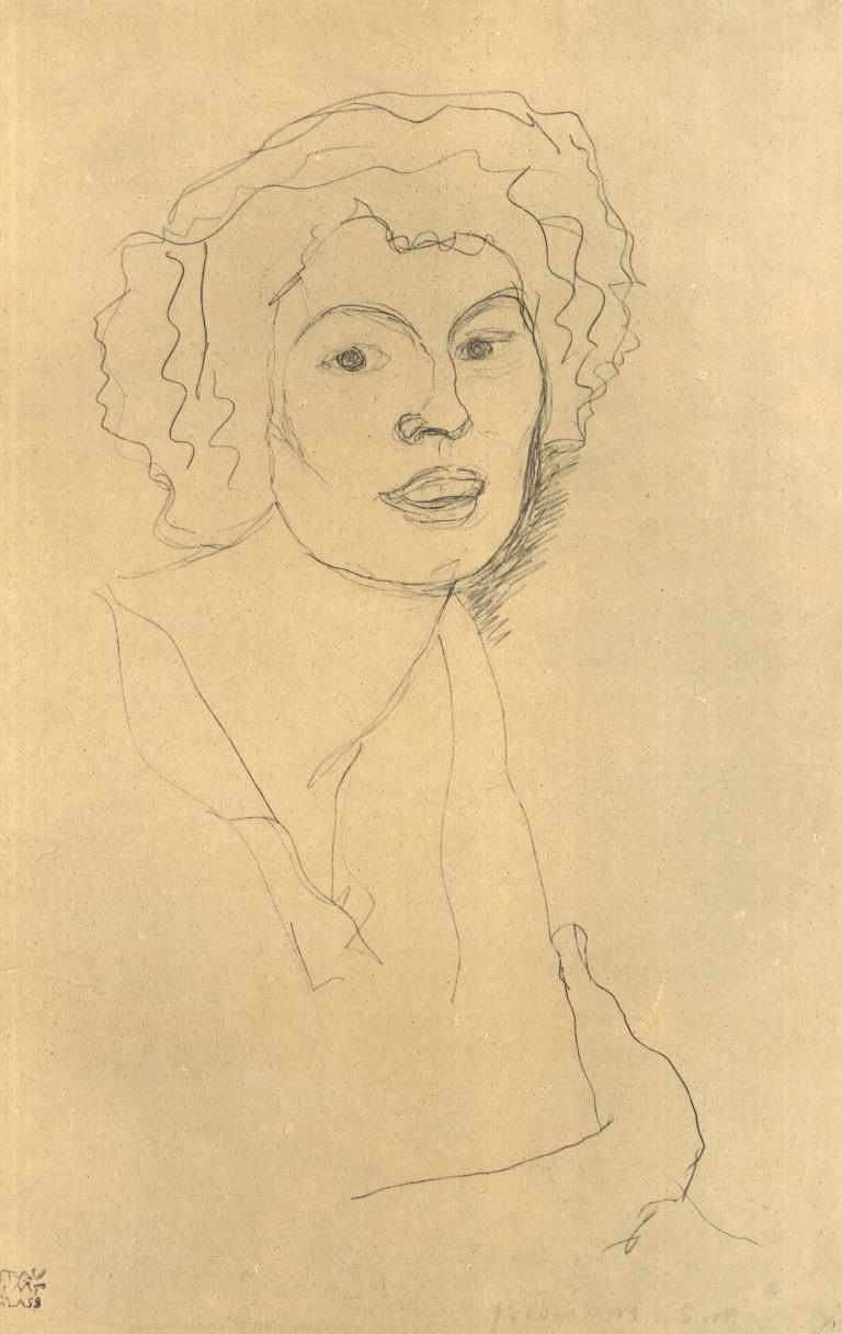 Retrato en tres cuartos de perfil hacia la derecha de Gustav Klimt