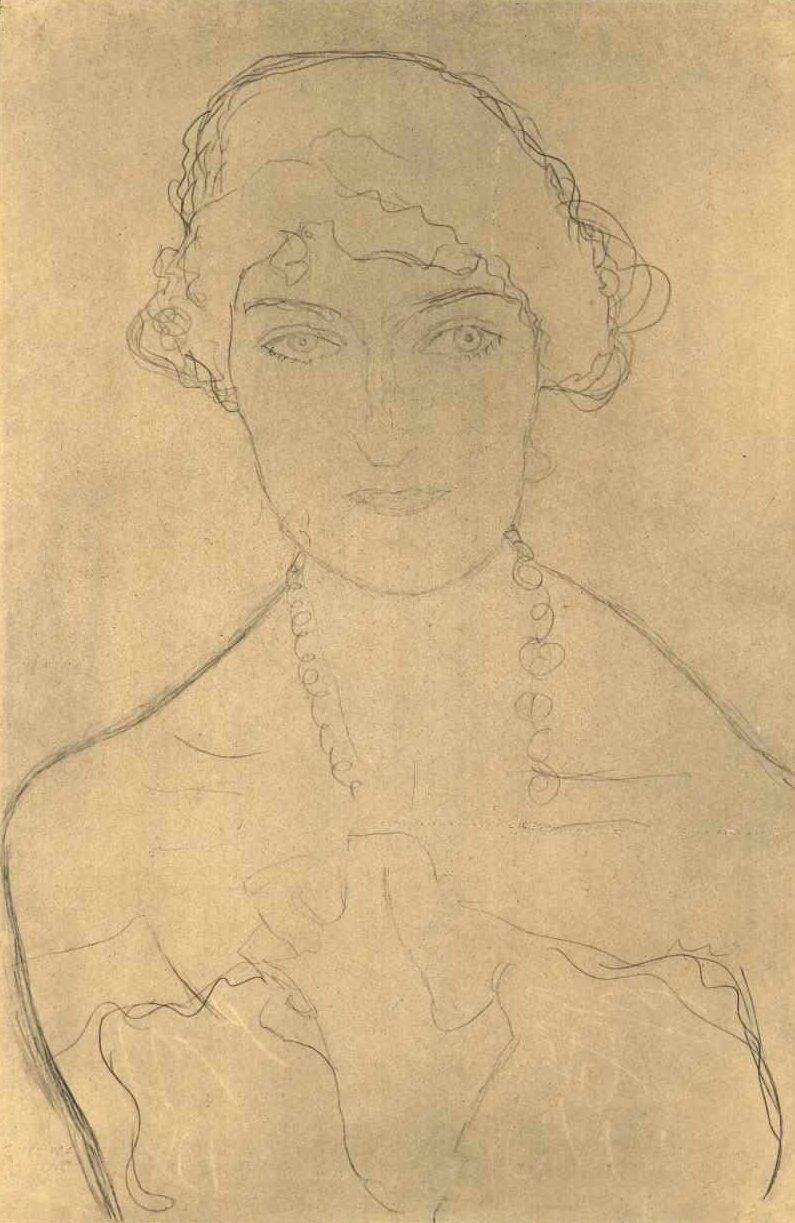 Retrato de frente con collar de Gustav Klimt