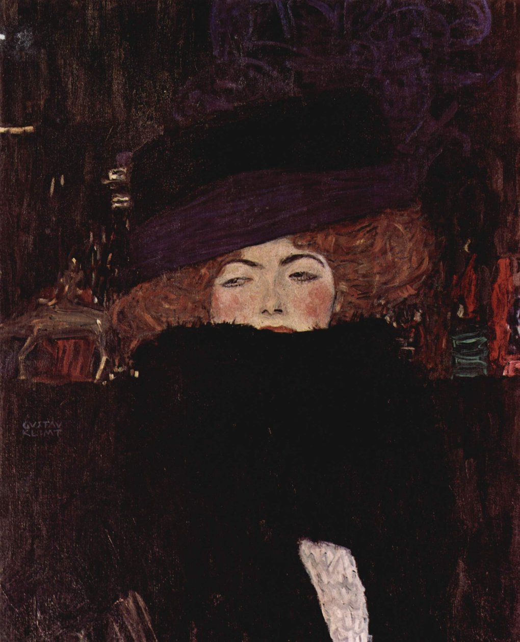 Dama con sombrero y boa de plumas de Gustav Klimt