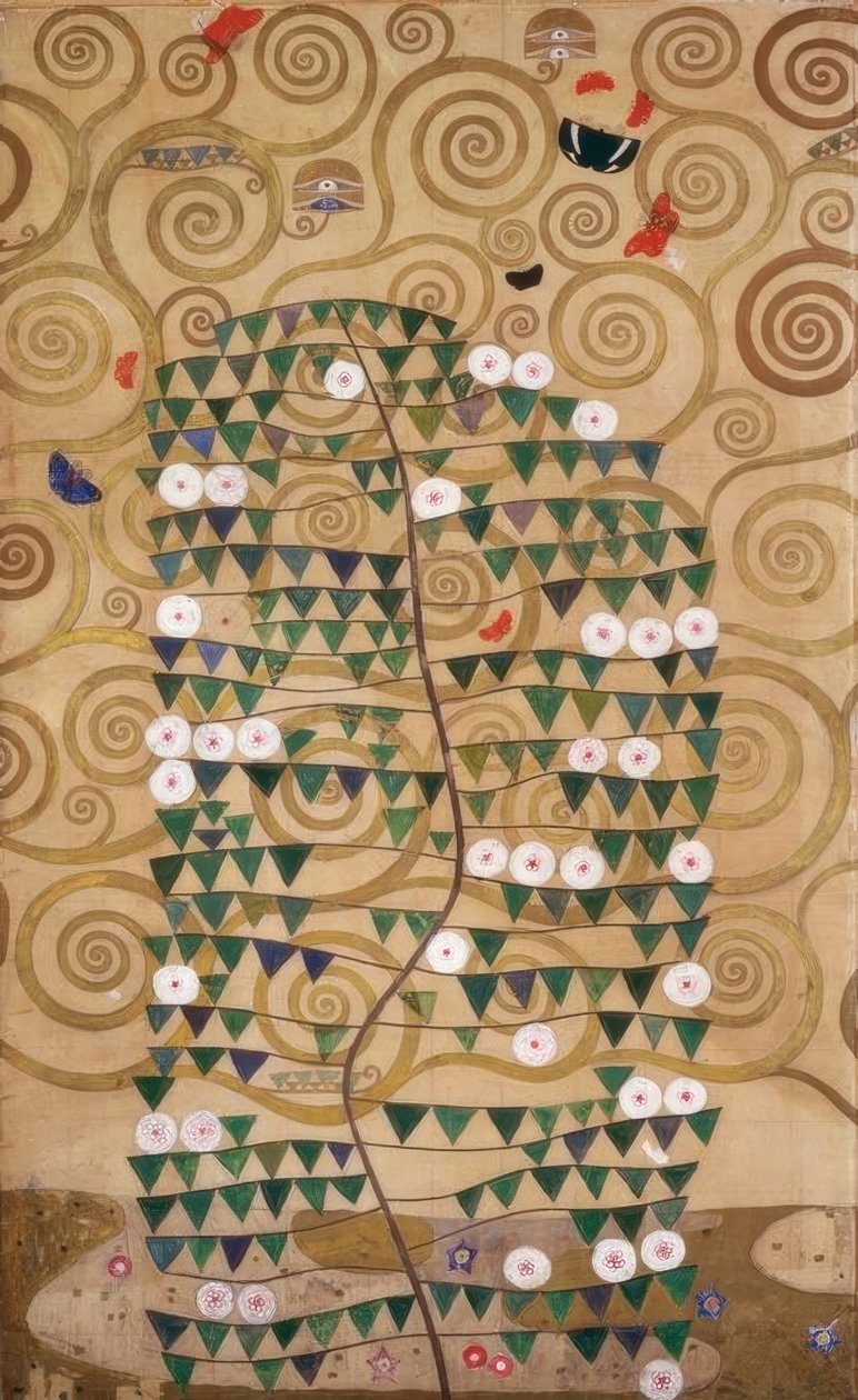 El árbol de la vida (parte derecha exterior con arbusto en flor) de Gustav Klimt