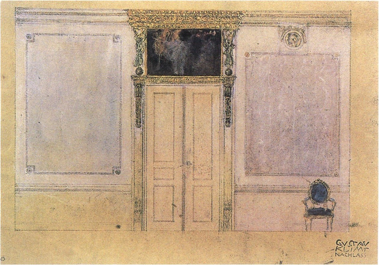 Diseño para la decoración del salón de música en el Palais Dumba de Gustav Klimt