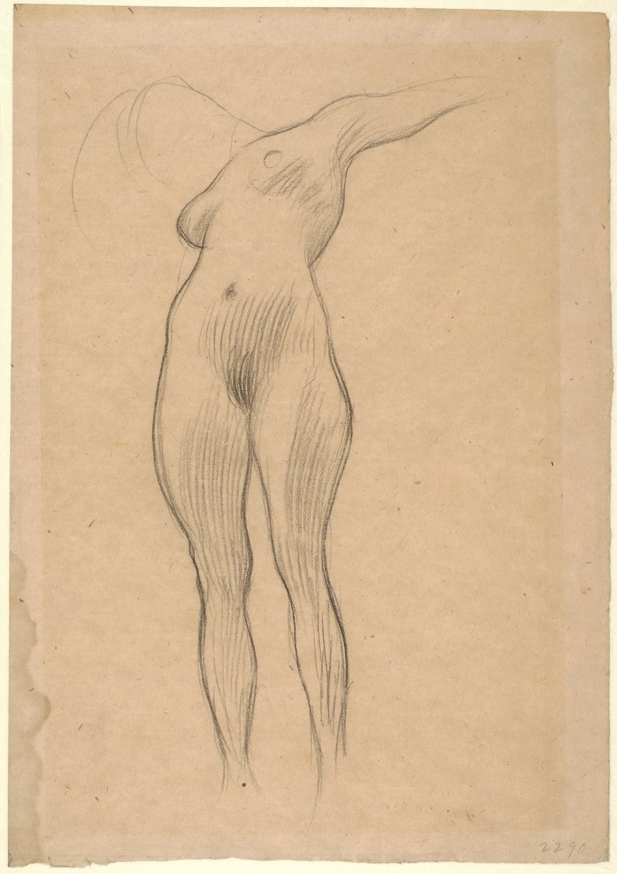 Mujer flotante con brazo extendido (Estudio para Medicina), 1900-1901 de Gustav Klimt