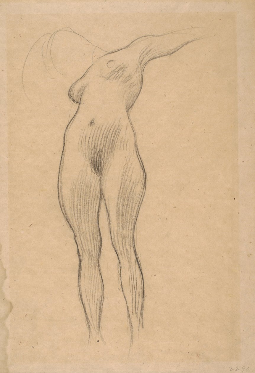 Mujer flotante con brazo extendido (Estudio para Medicina), 1900-1901 de Gustav Klimt