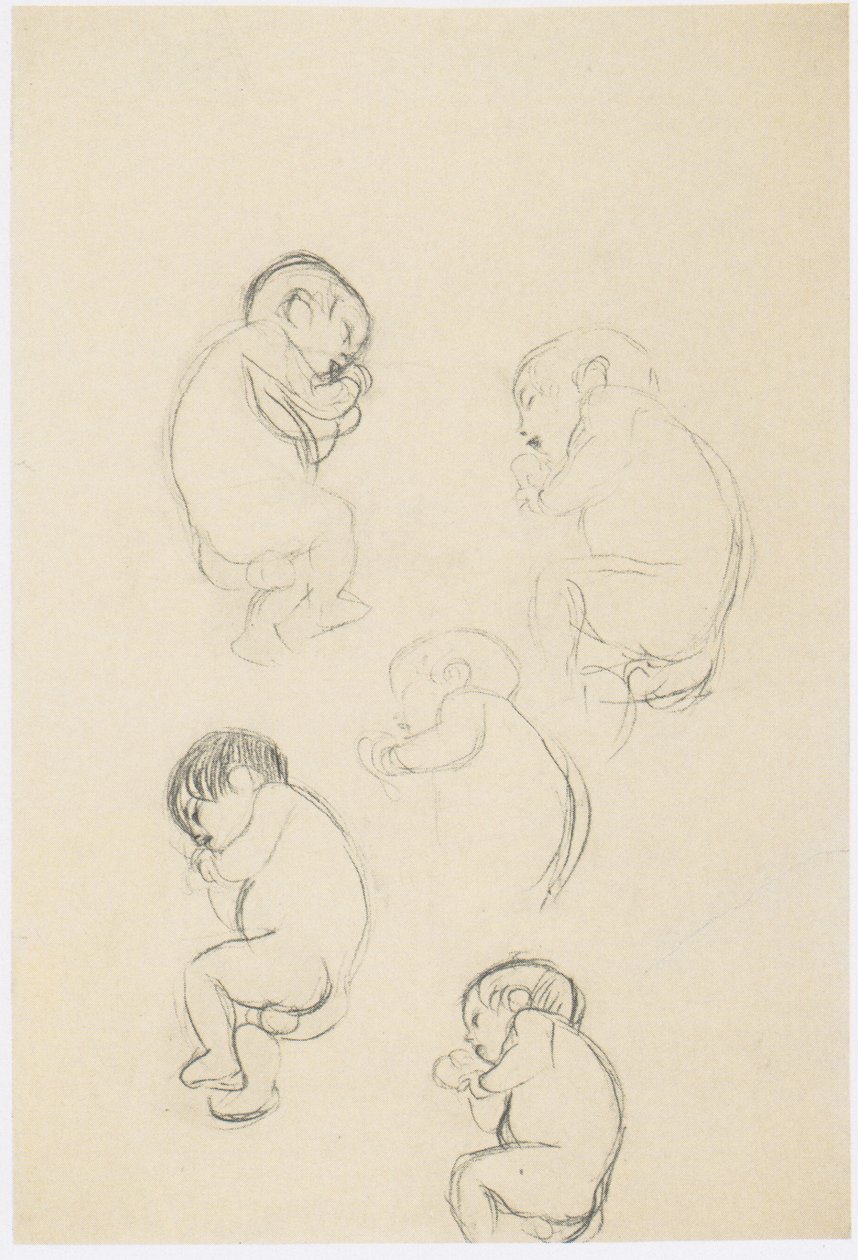 Cinco estudios de un niño durmiendo de Gustav Klimt