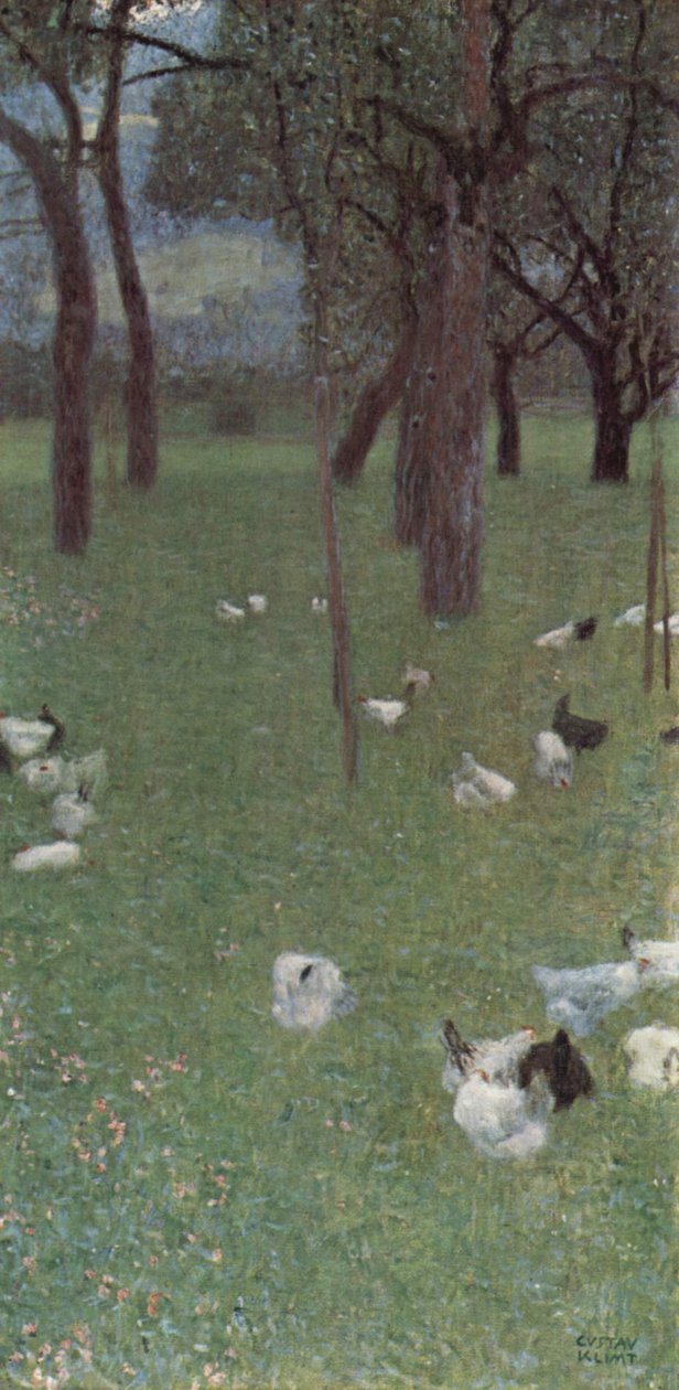 Jardín con gallinas en St. Agatha de Gustav Klimt