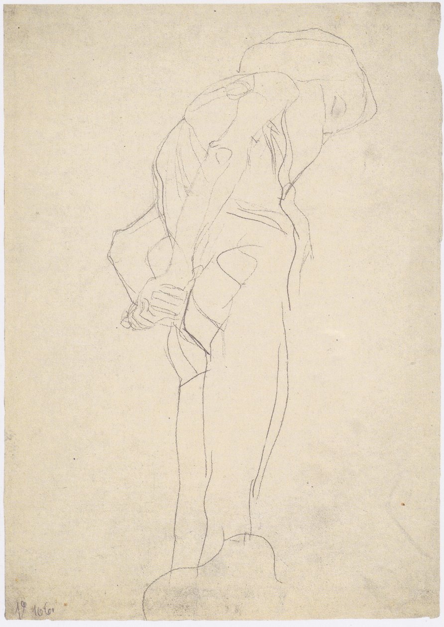 Anciano desnudo inclinado hacia la derecha de Gustav Klimt