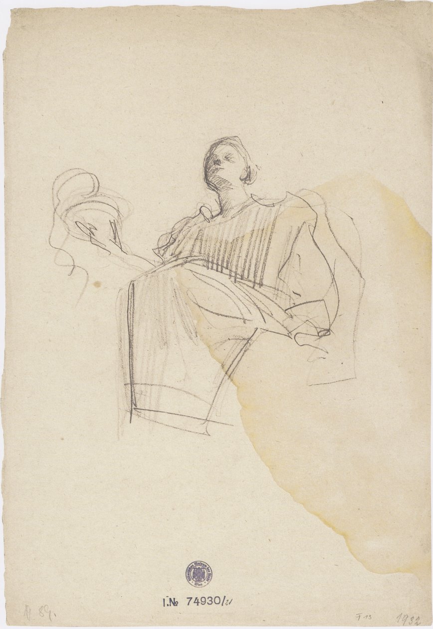 Higieia sentada hacia la izquierda, el cuenco con la serpiente de Asclepio de Gustav Klimt