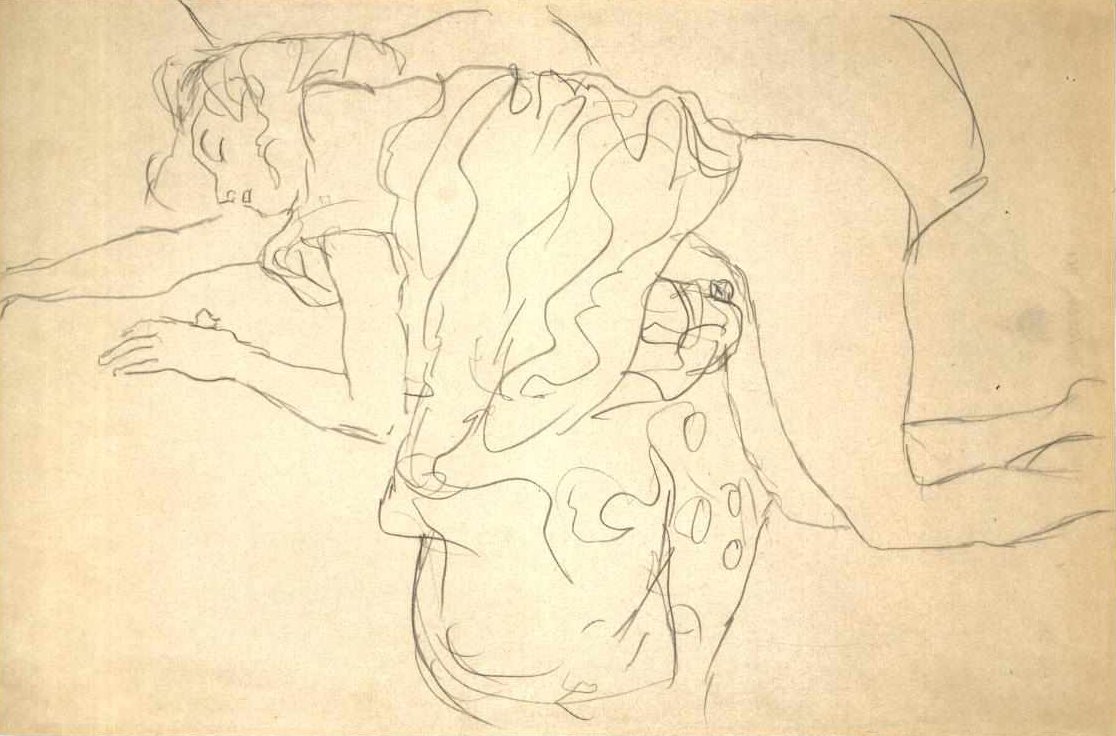 Semidesnudo arrodillado hacia la izquierda de Gustav Klimt