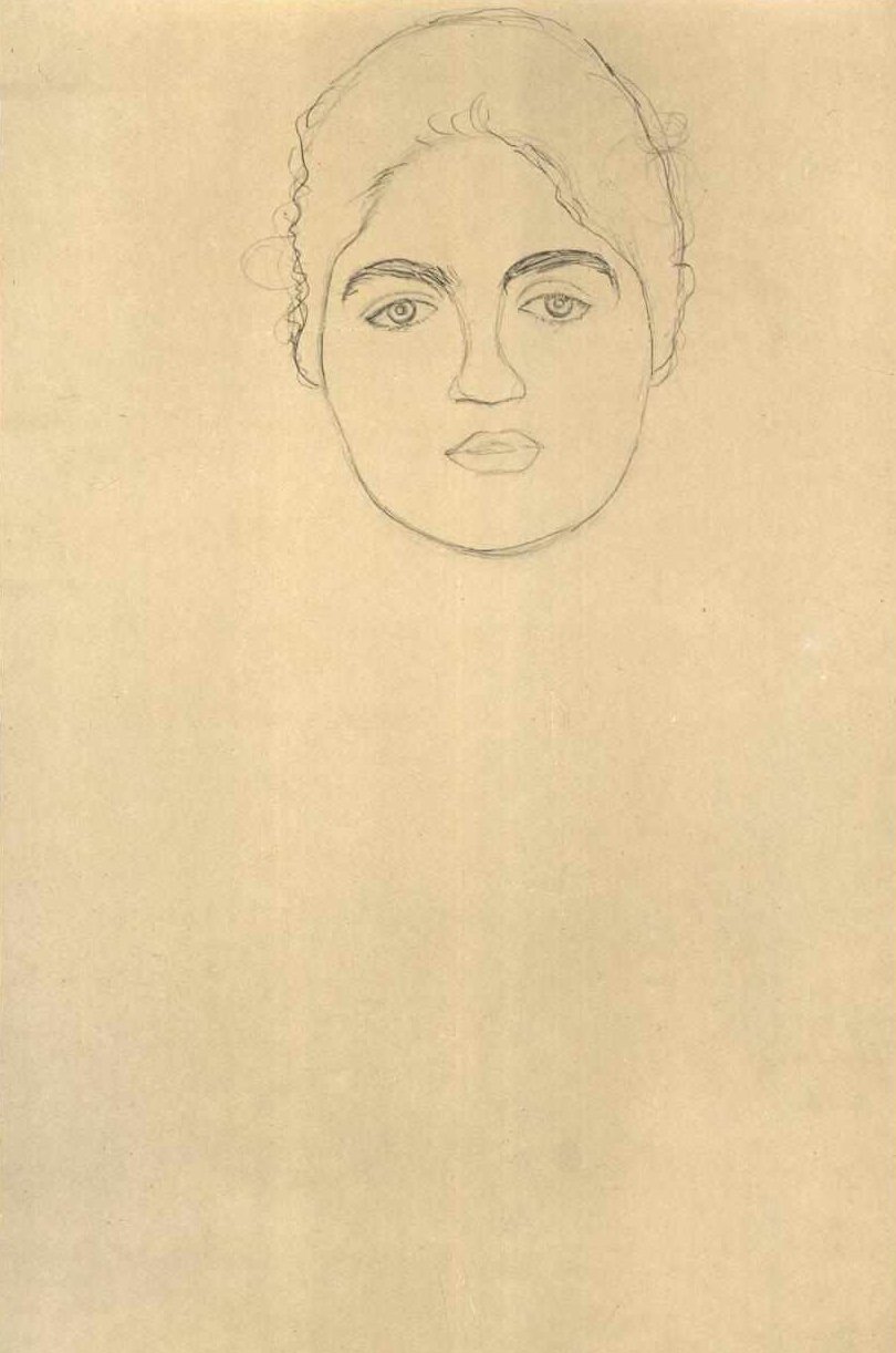Estudio de la cabeza de frente de Gustav Klimt