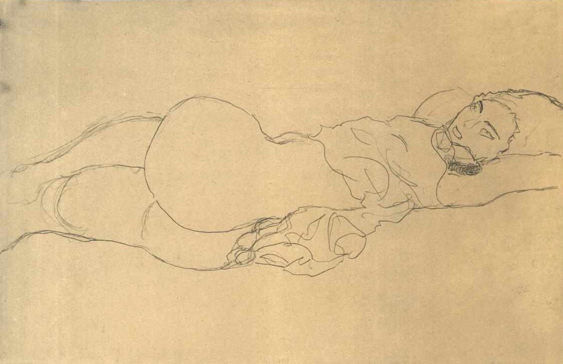 Desnudo medio acostado de Gustav Klimt