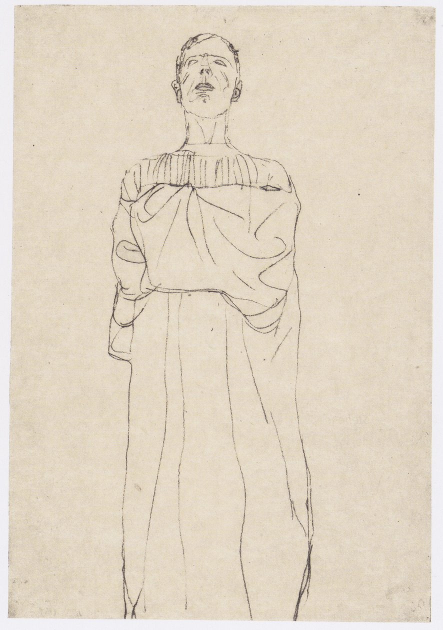 Hombre con túnica larga de frente de Gustav Klimt