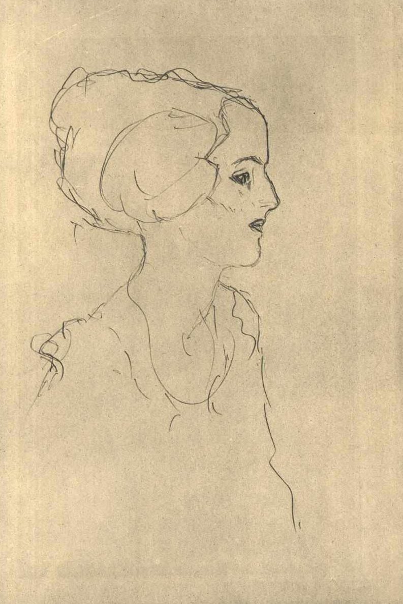 Niña en perfil hacia la derecha de Gustav Klimt