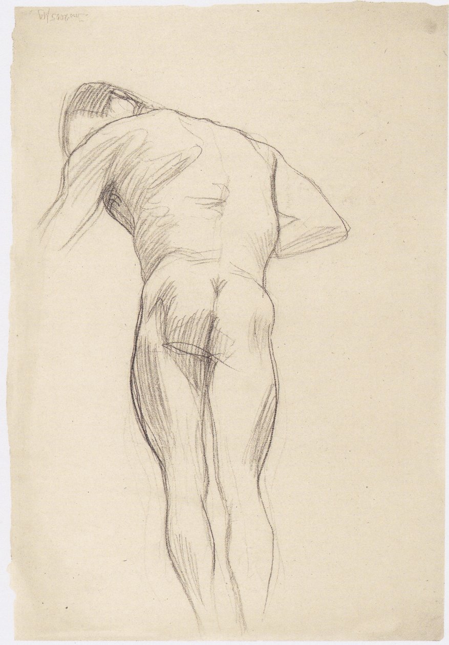Desnudo masculino de espaldas hacia la izquierda de Gustav Klimt