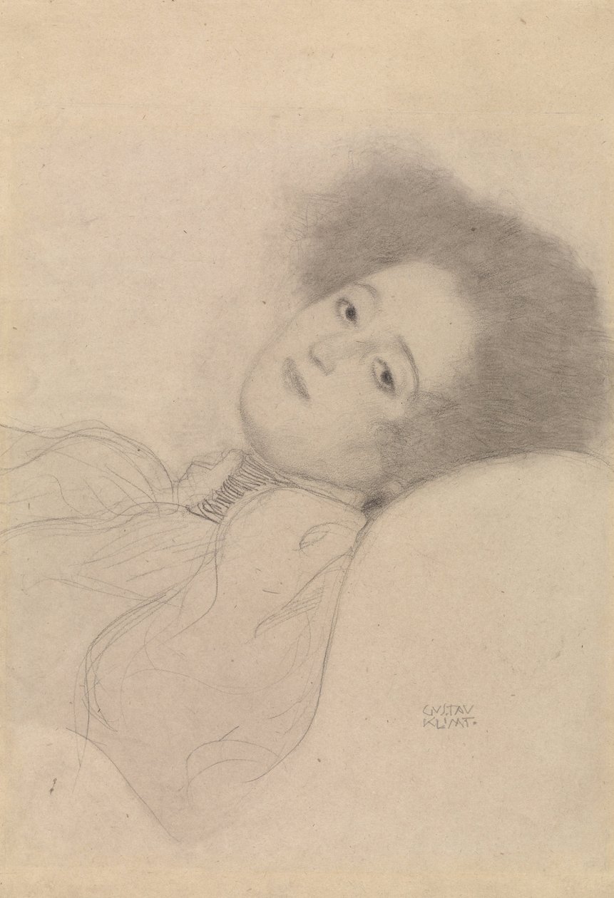 Retrato de una joven reclinada de Gustav Klimt