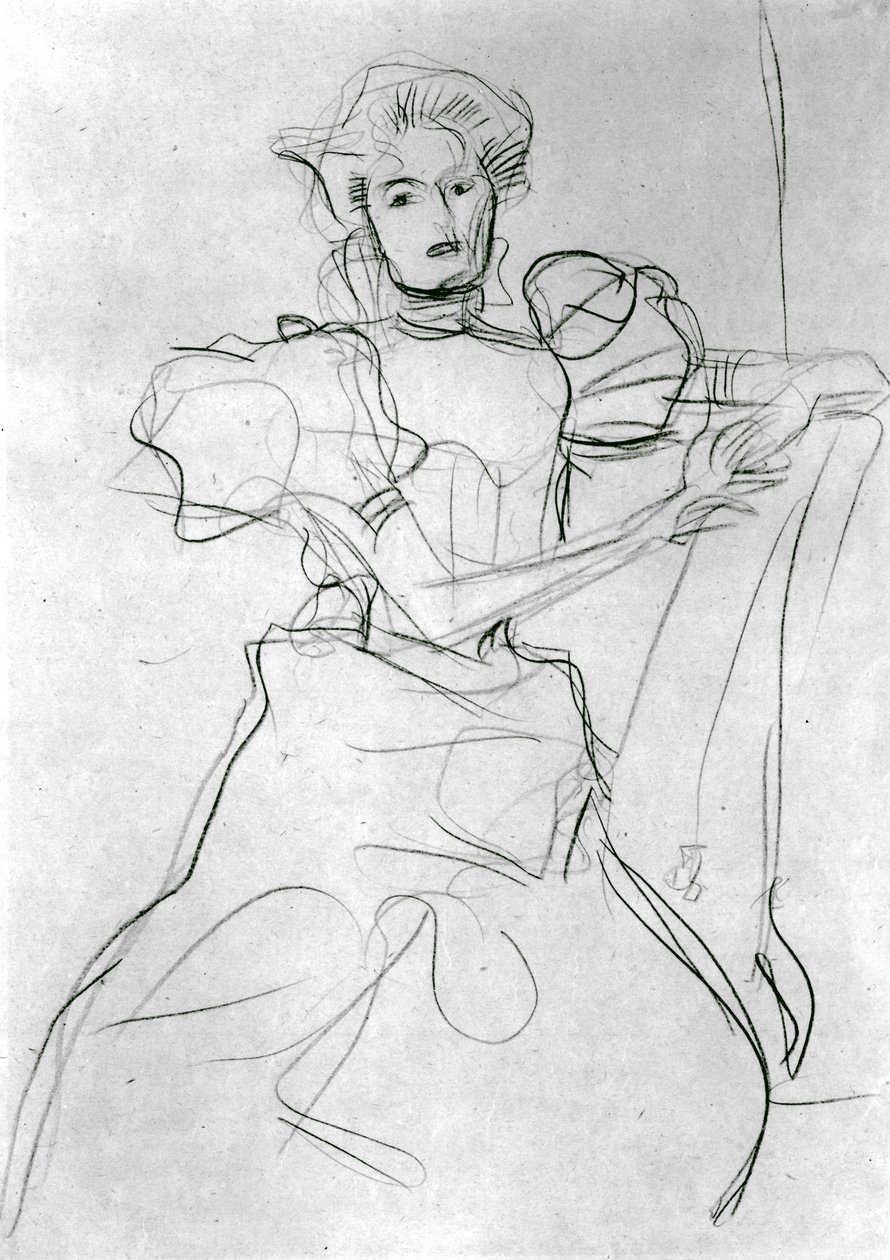 Mujer Sentada - Estudio para un retrato de Sonja Knips de Gustav Klimt