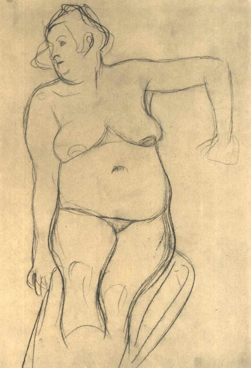 Desnudo femenino sentado de frente de Gustav Klimt