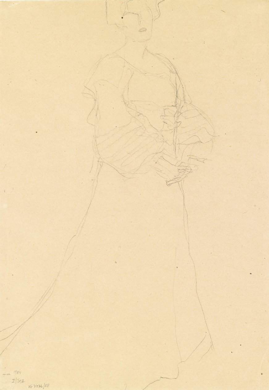 Dama de pie hacia la derecha de Gustav Klimt