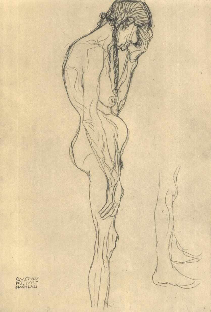 Anciana de pie en perfil hacia la izquierda de Gustav Klimt
