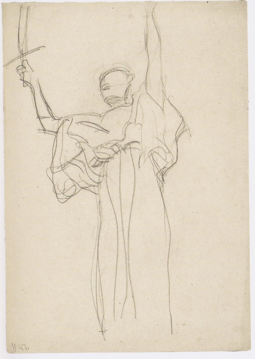 Figura de pie con espada en la mano derecha levantada de Gustav Klimt