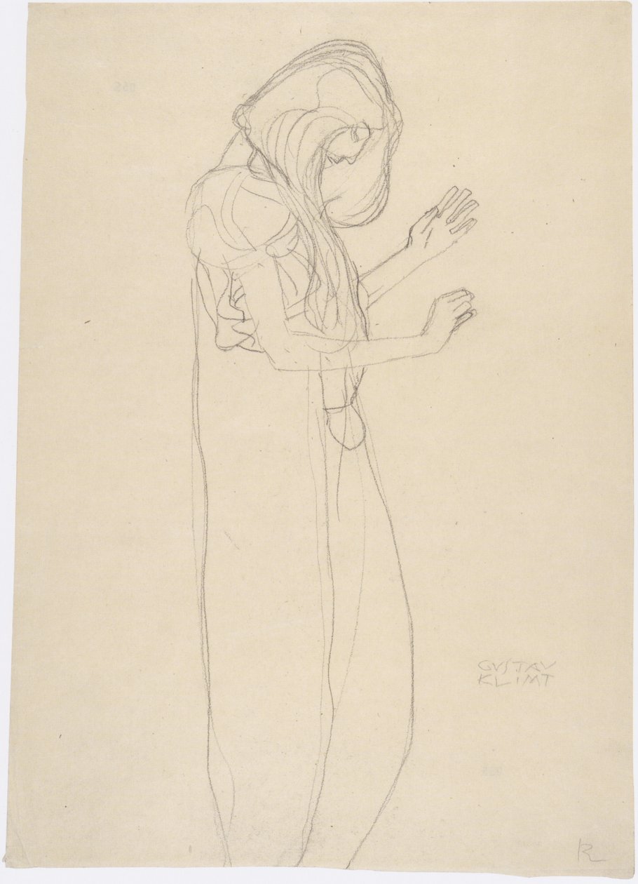 Figura femenina de pie hacia la derecha de Gustav Klimt