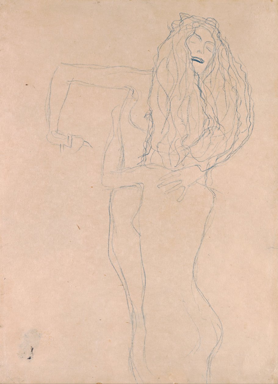 Dos mujeres desnudas abrazándose (Ver Sacrum) de Gustav Klimt
