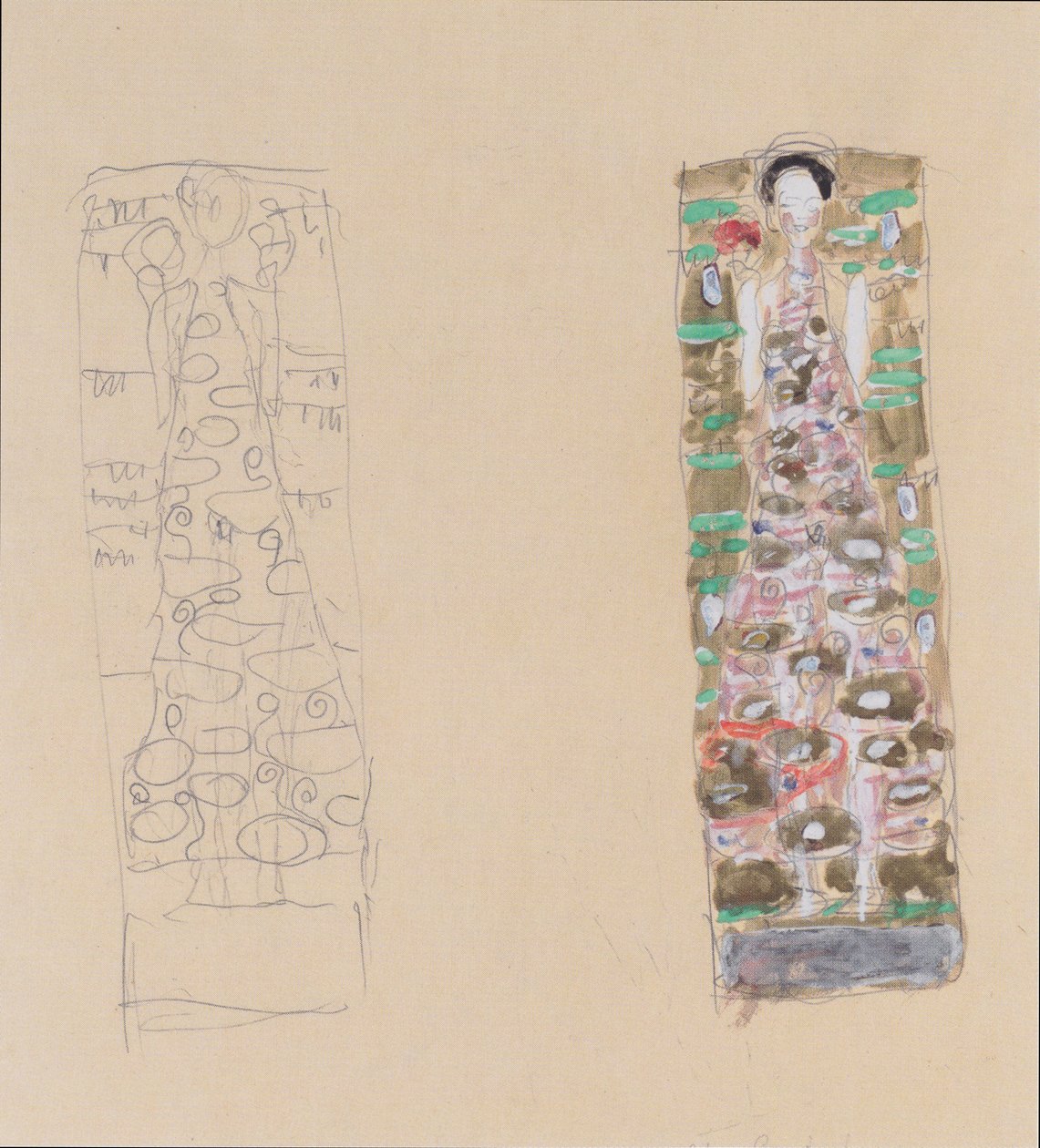 Dos diseños para la hoja decorativa para Otto Wagner de Gustav Klimt