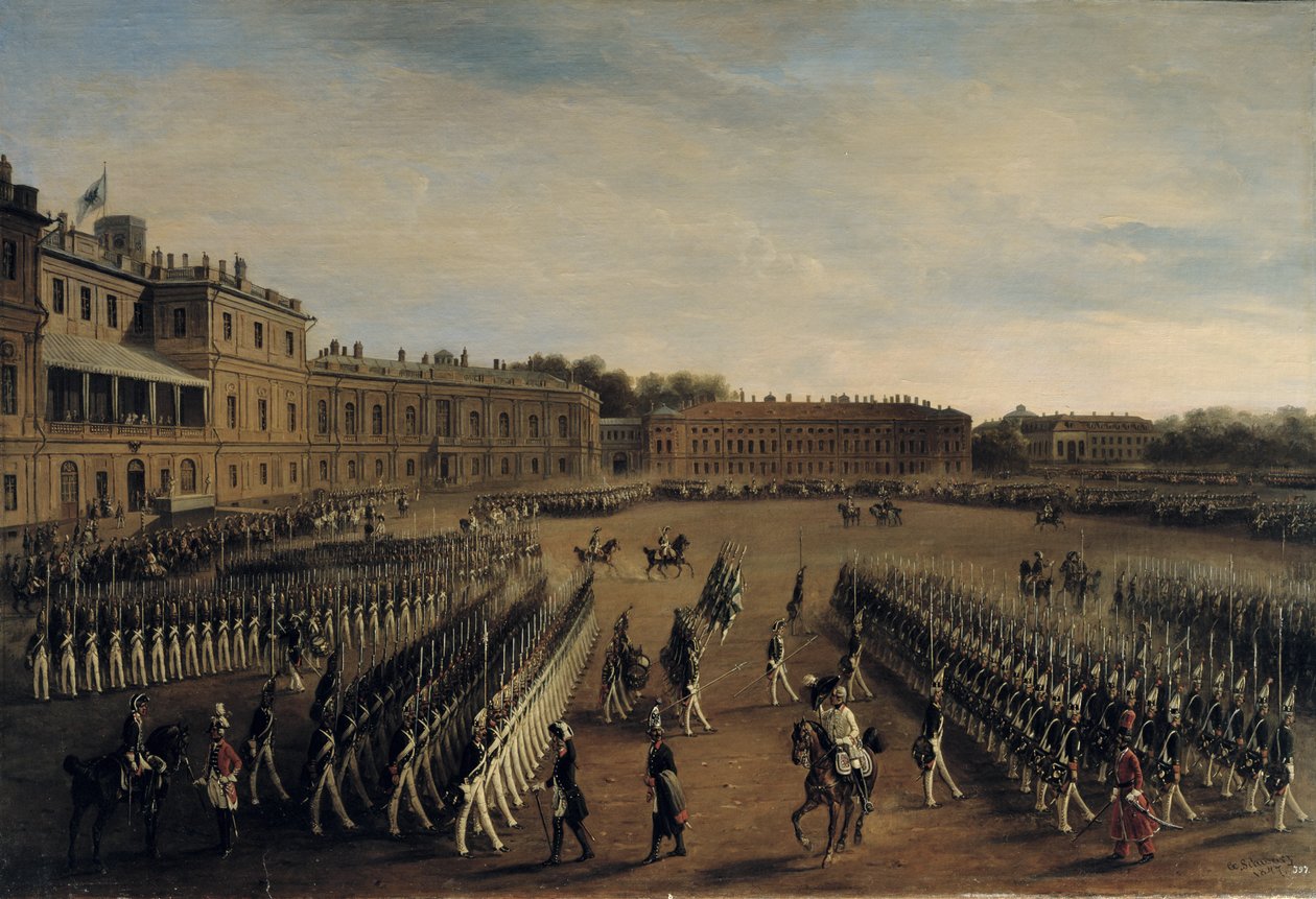 Desfile en la época del emperador Pablo I (1754-1801) 1847 de Gustav Schwarz