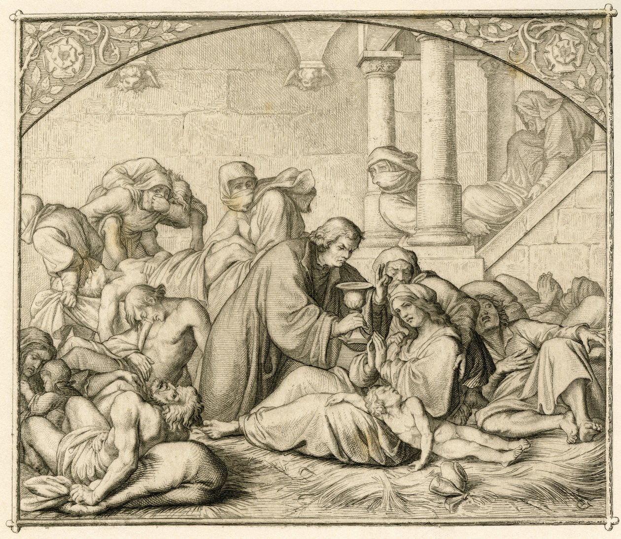 Lutero con enfermos de peste en Wittenberg de Gustav Ferdinand Leopold Konig