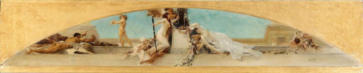 Altar de Dionisio. Estudio para la pintura del techo del Burgtheater, Viena, 1886 de Gustav Klimt