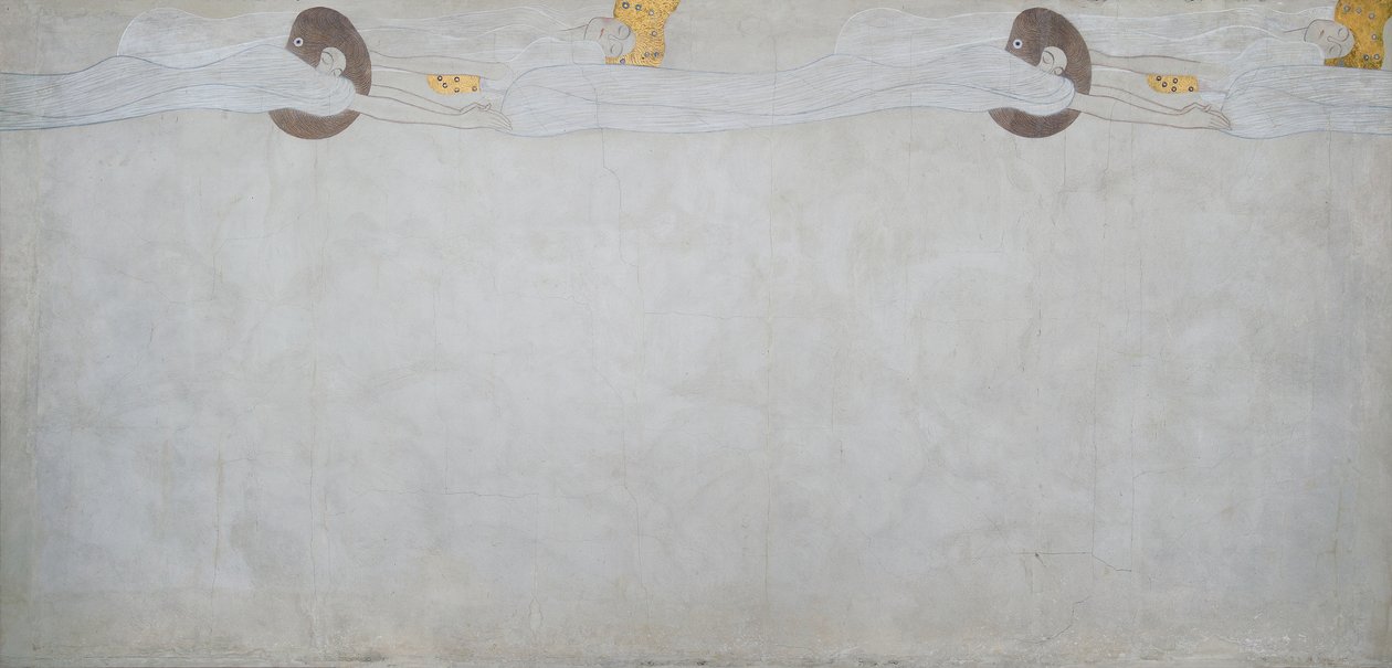 Friso de Beethoven: El anhelo de felicidad - panel 2, pared larga izquierda de Gustav Klimt