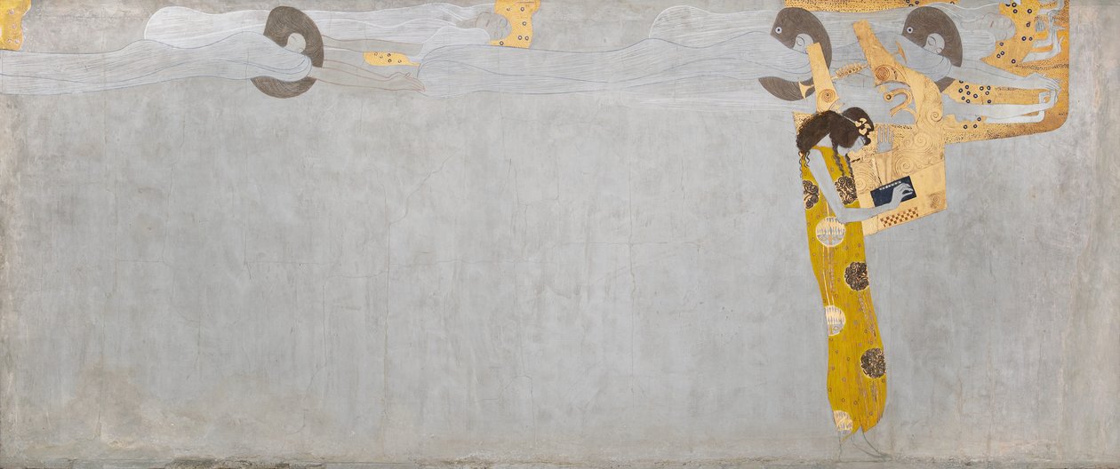 Friso de Beethoven: El anhelo de felicidad encuentra satisfacción en la poesía - Lámina 7, pared larga derecha de Gustav Klimt