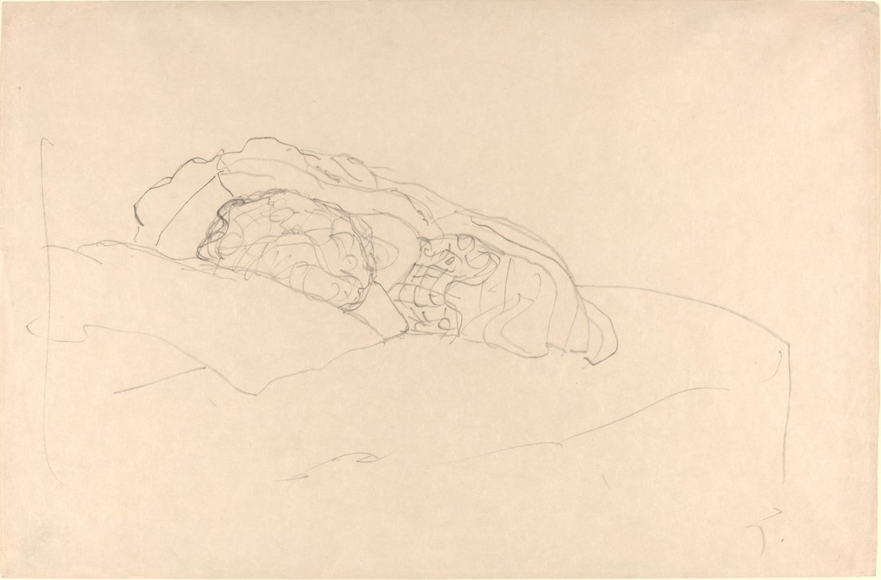 Chica Acurrucada en la Cama de Gustav Klimt