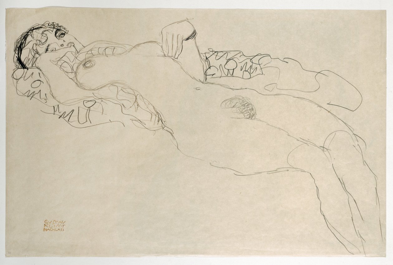 Desnudo femenino girado a la izquierda de Gustav Klimt