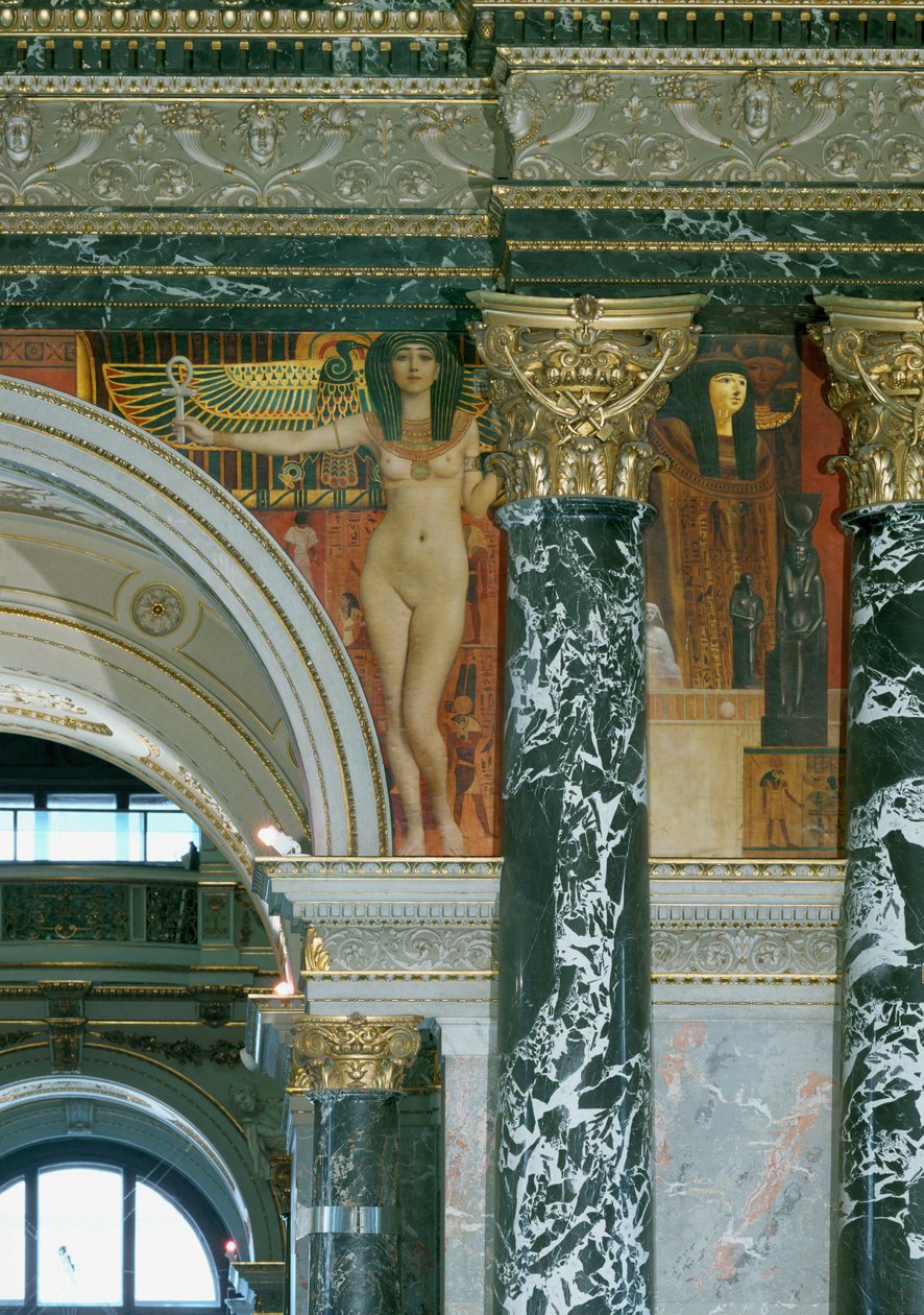Fresco en el Kunsthistorisches Museum de Viena, Arte egipcio, detalle c.1891 (fresco) de Gustav Klimt